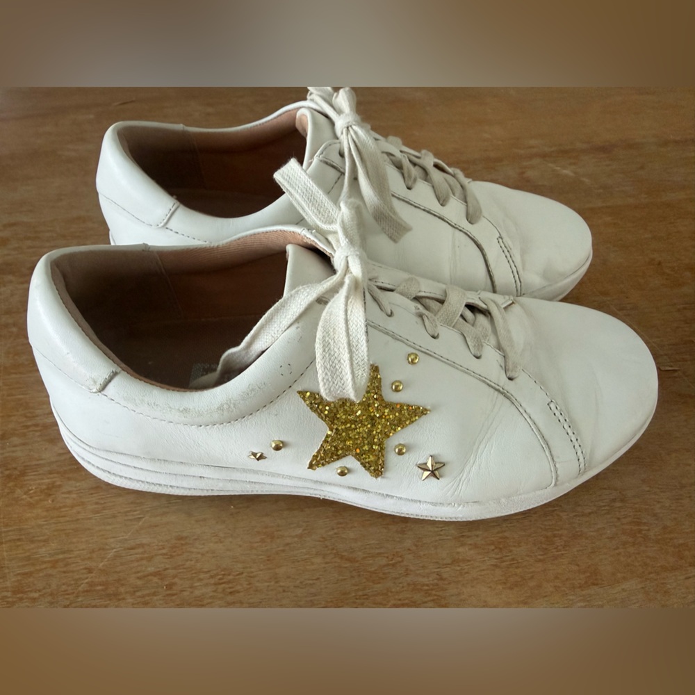 FitFlop F-Sporty II Sneakers with Gold Glitter Stars Women’s Sz 7.5